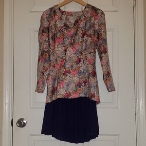Vintage women's floral blazer with school skirt